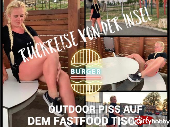 Return trip from the island Borkum - Outdoor piss on the fast food table Return trip from the island Borkum - Outdoor piss on the fast food table